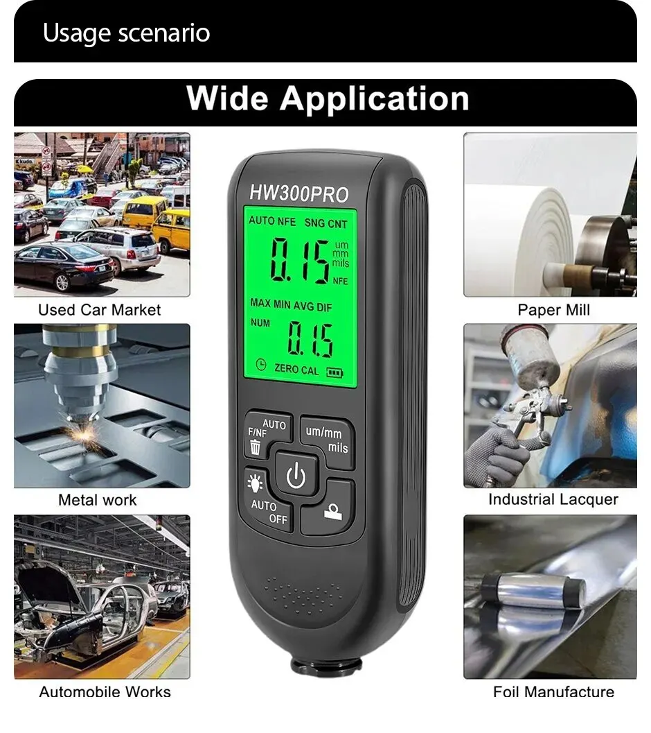 Paint Thickness Gauge - HW-300PRO 자동 코팅 두께 측정기 0-2000UM