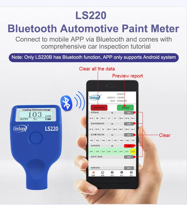 Linshang-LS220 자동차 페인트 측정기, 전기 - Paint Thickness Gauge 리뷰 및 가격